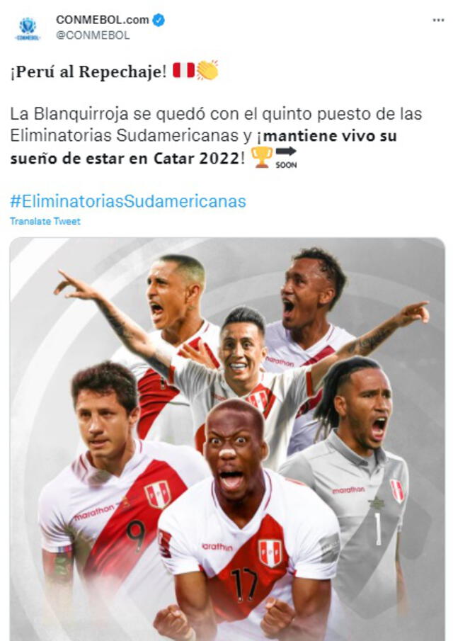 Publicación Conmebol. Foto: captura Twitter