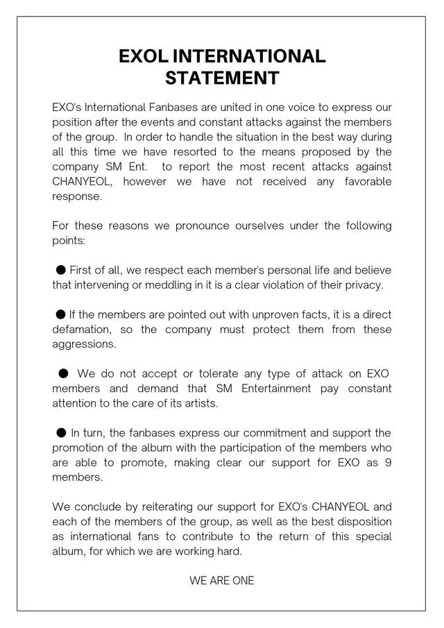 EXO: fanbases se pronuncian en contra de haters. Foto: Twitter vía @EXOPeru
