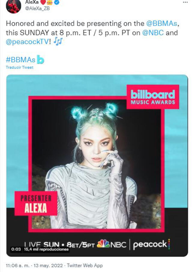 AleXa en los Billboard Music Awards. Foto: BBMAs