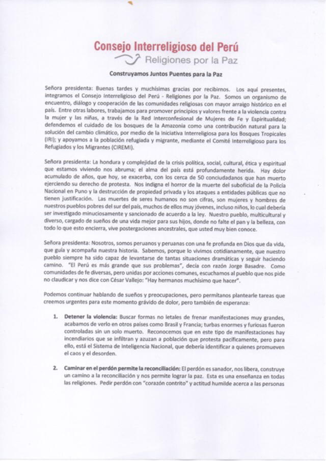 Asuntos abordados por la Consejo Interreligioso. Foto: Consejo Interreligioso del Perú - Religiones por la Paz/Facebook