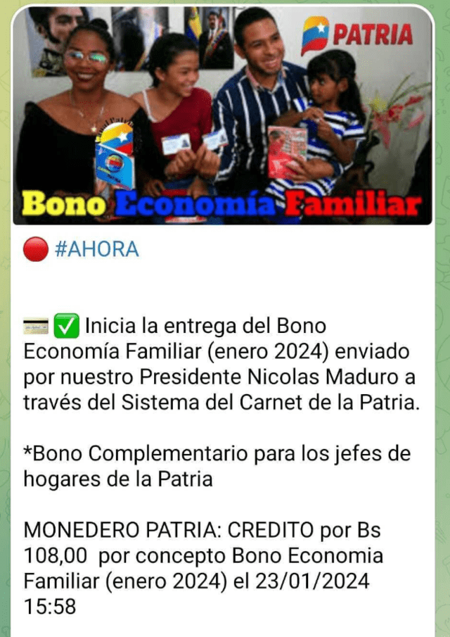 Bono Venezuela | bono economía familiar