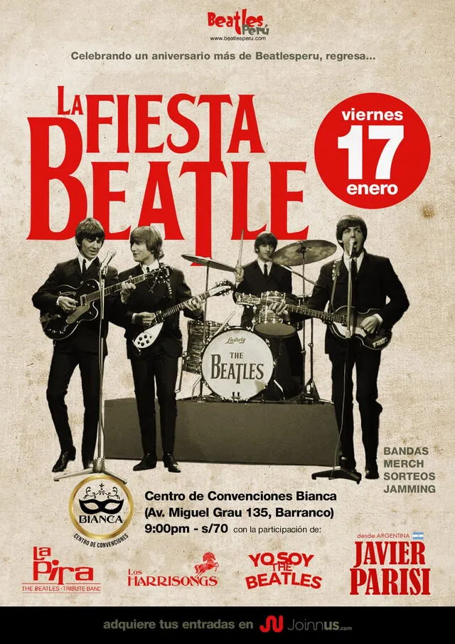 Javier Parisi, imitador de Lennon, se suma al homenaje a The Beatles en Lima. Foto: difusión   