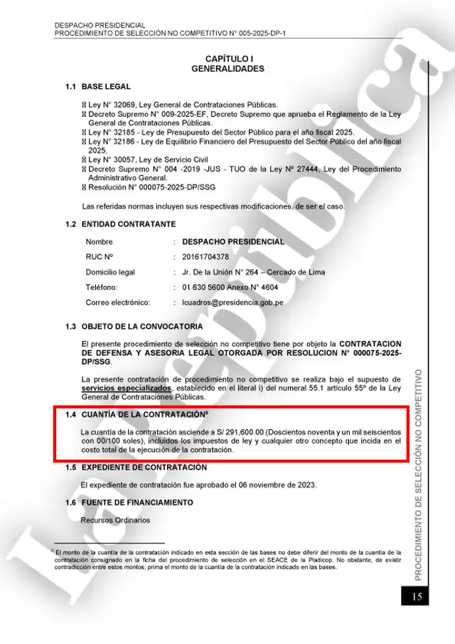  Convocatoria a la buena pro por más de S/290.000   