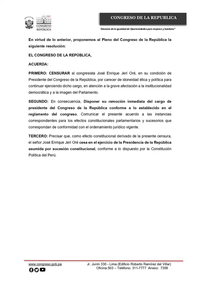  Segunda moción de censura contra José Jerí 