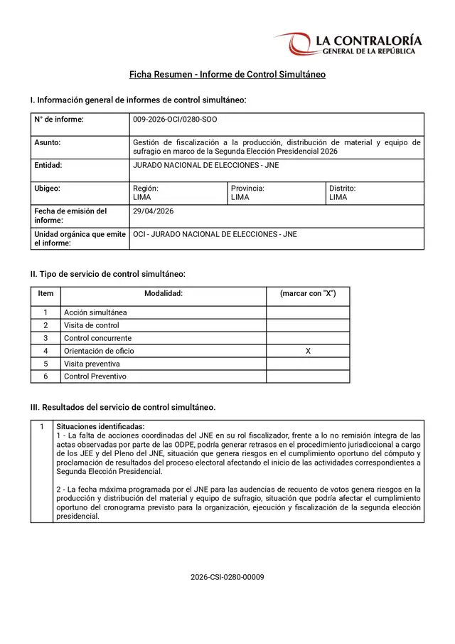 Informe de la Contraloría