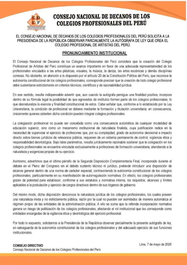 Consejo Nacional de Decanos de los Colegios Profesionales del Perú
