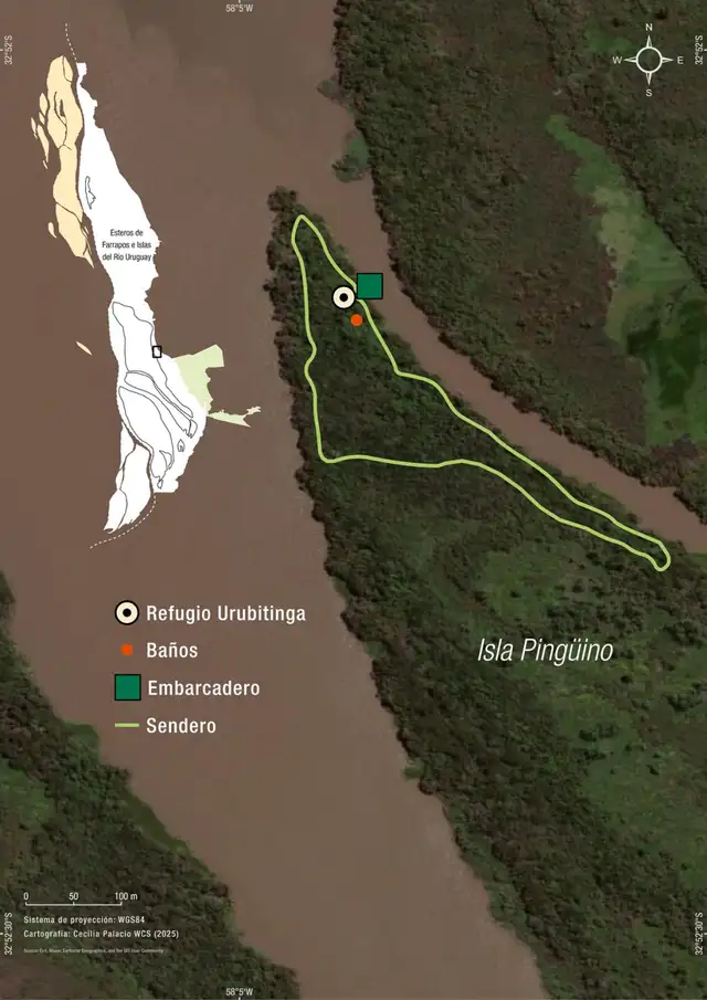 El mapa de la isla Pingüino. Foto: Ambá El mapa de la isla Pingüino. Foto: Ambá