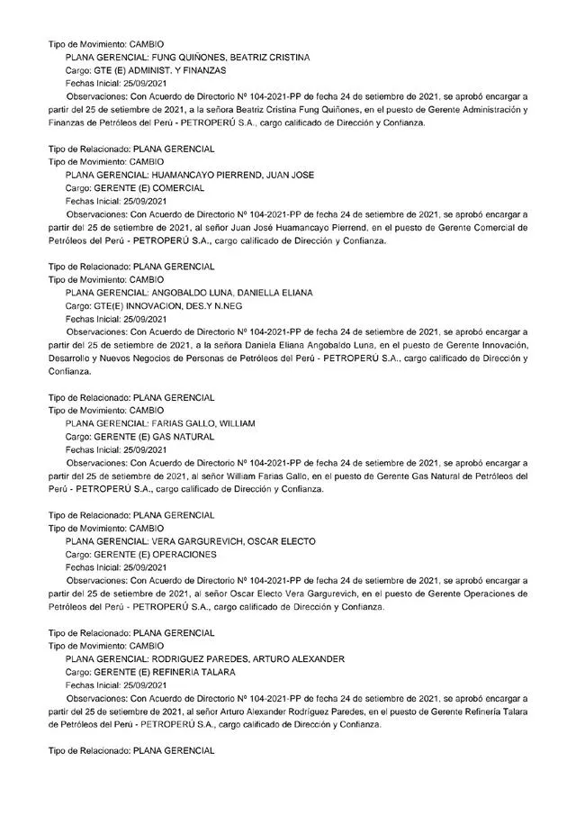 Carta de Petroperú enviada a la SMV, donde figuran los cambios decididos por la nueva Junta de Accionistas. Fuente: SMV