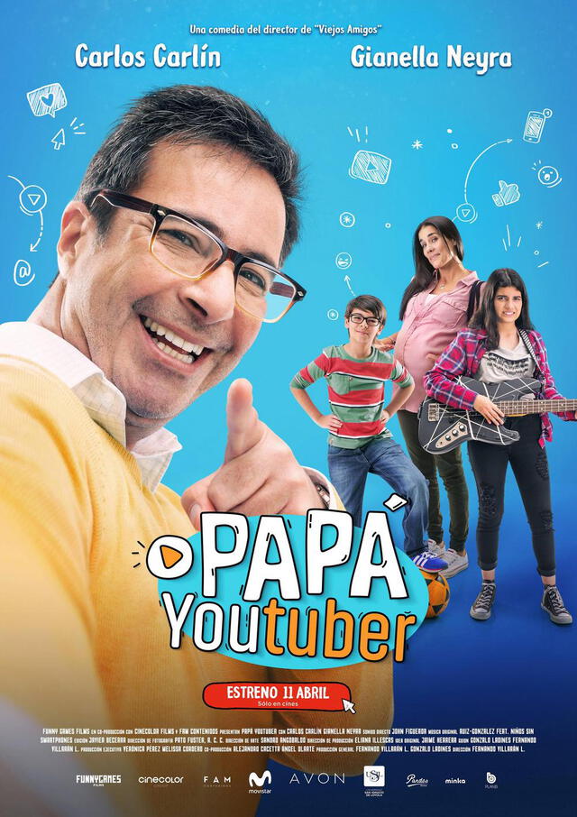 Conozca el afiche oficial de Papá Youtuber, la nueva comedia de Carlos Carlín y Gianella Neyra