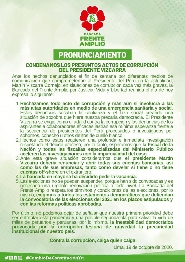 Comunicado Frente Amplio.