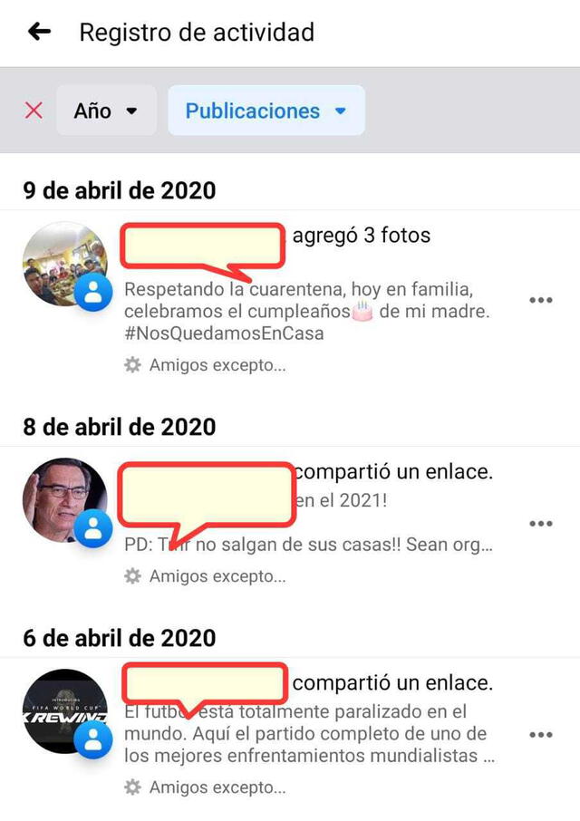 Publicaciones de Facebook