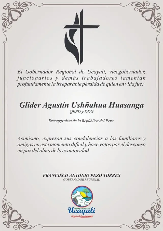 Pronunciamiento del Gobierno Regional de Ucayali.