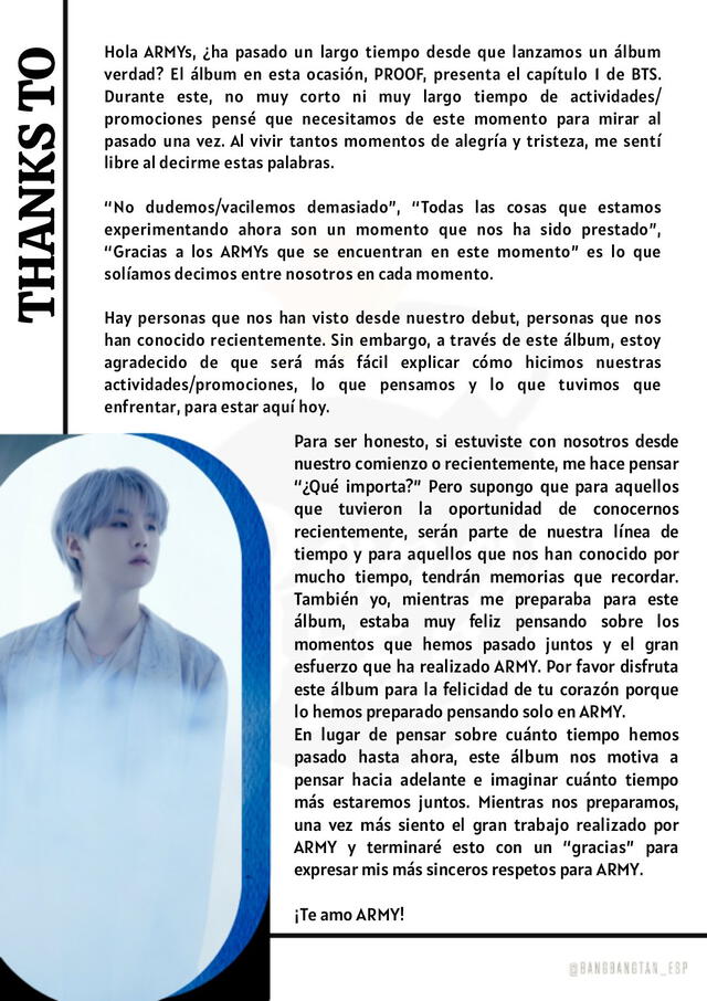 BTS Proof agradecimientos Suga