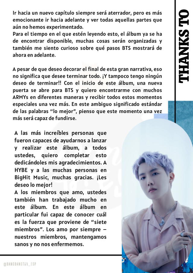 BTS Proof agradecimientos J-Hope