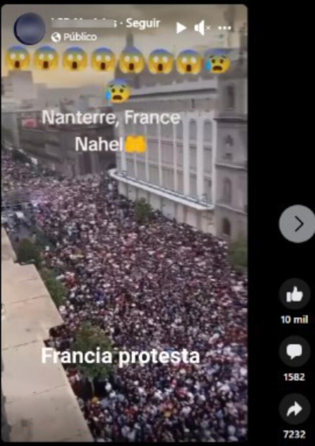 Publicación que vincula el video con las protestas en Francia. Foto: captura/Facebook   