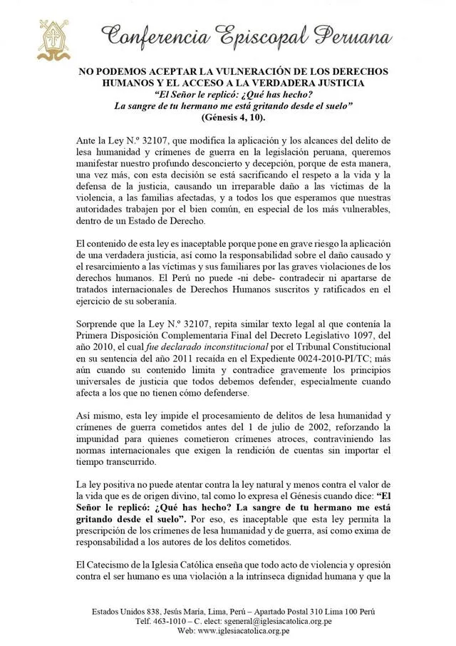 Comunicado del CEP. Foto: CEP   