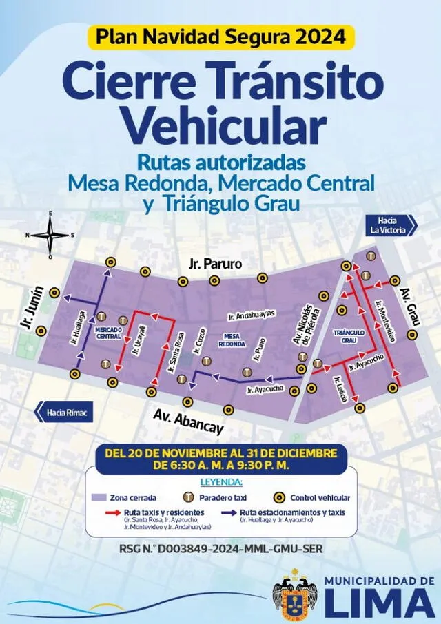 Cierre de tránsito vehicular se ejecuta desde el 20 de noviembre. Foto: Municipalidad de Lima   