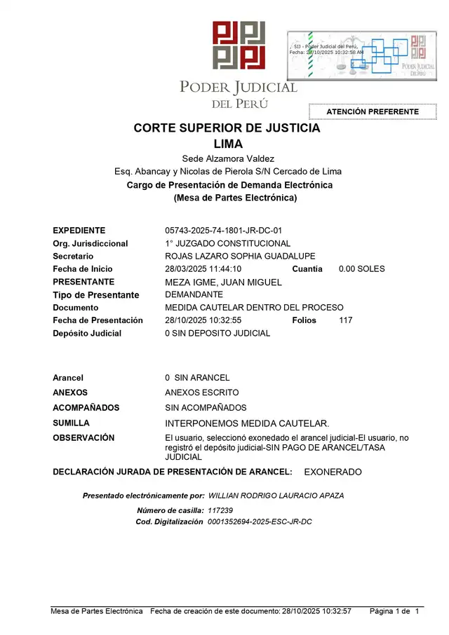 Dirigentes del Valle de Tambo interpusieron una medida cautelar contra el proyecto Tía María. Foto: Red Muqui Dirigentes del Valle de Tambo interpusieron una medida cautelar contra el proyecto Tía María. Foto: Red Muqui