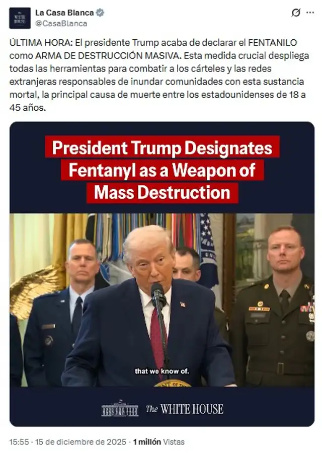  El comunicado de Donald Trump fue compartido por la Casa Blanca. Foto: @CasaBlanca/X<br>    