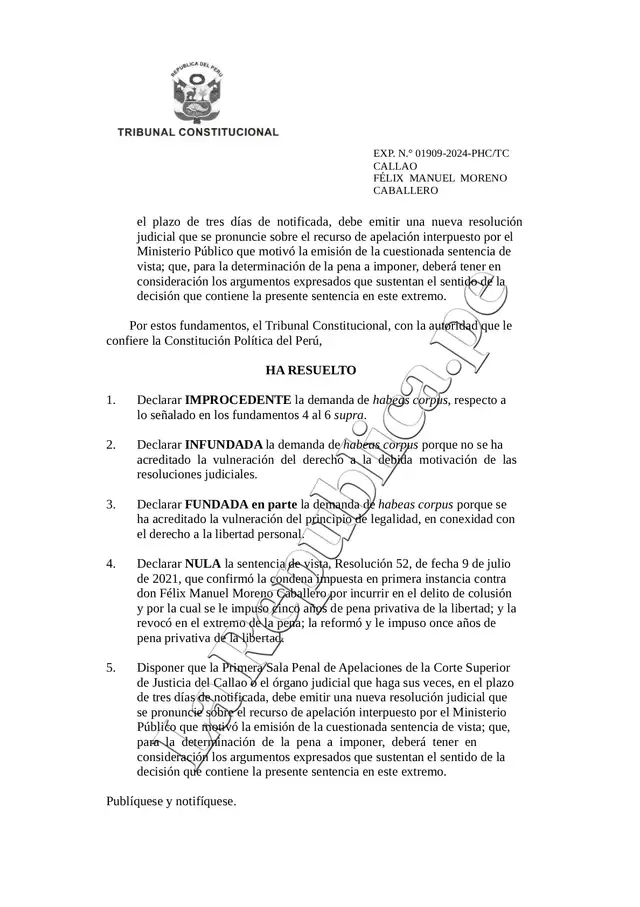  Fallo del TC que anula la sentencia de 11 años contra Félix Moreno.   