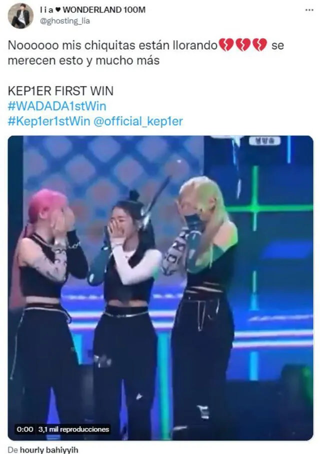 Integrantes de Kep1er se emocionan tras obtener premio en M Countdown. Foto: vía Twitter