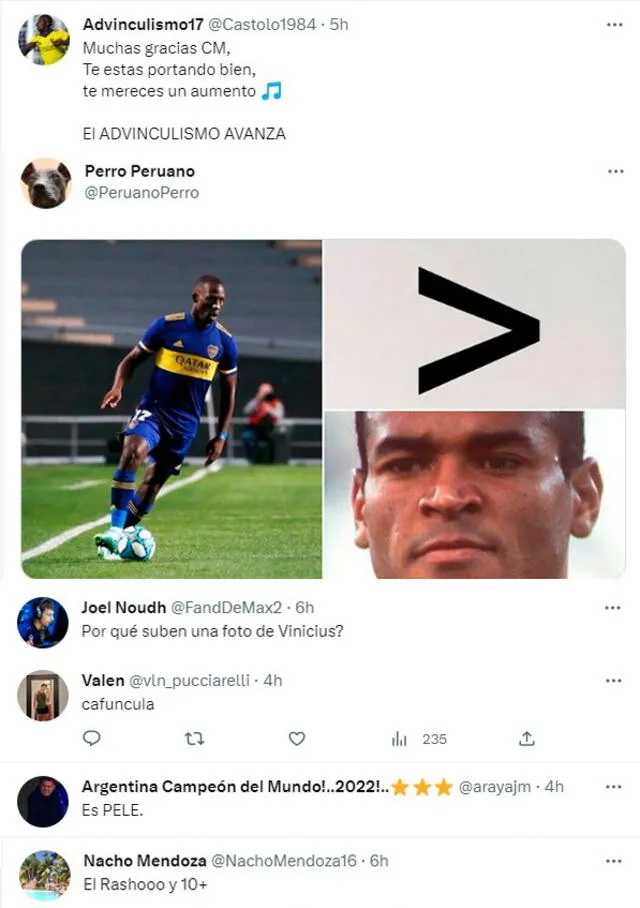  Comentarios de los hinchas sobre Luis Advíncula. Foto: captura de Twitter   