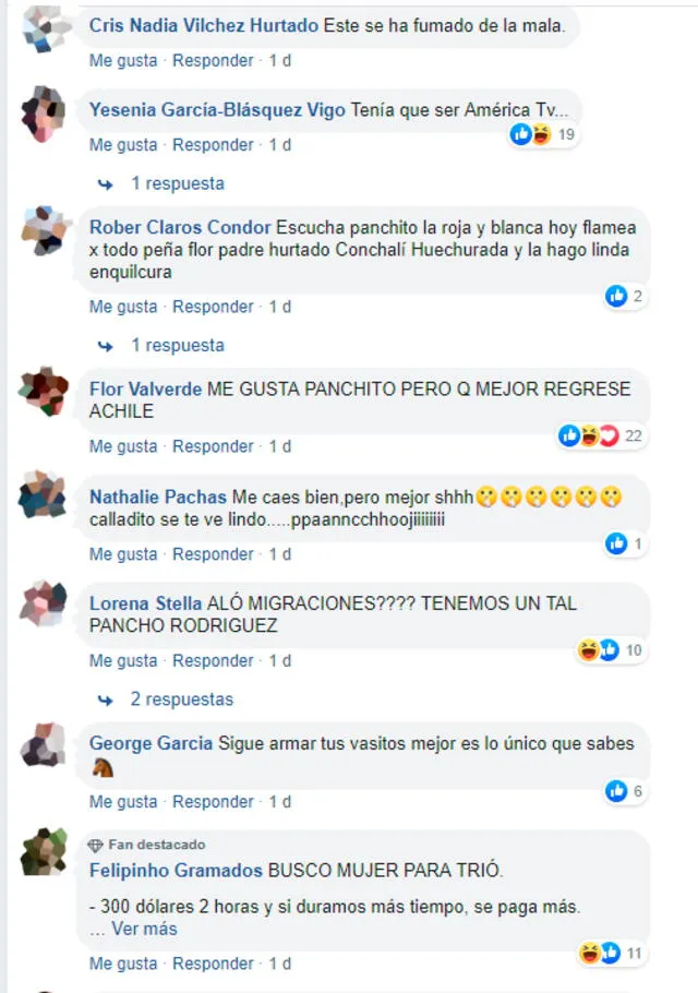 Piden que expulsen a Pancho Rodríguez por su comentario sobre Perú 
