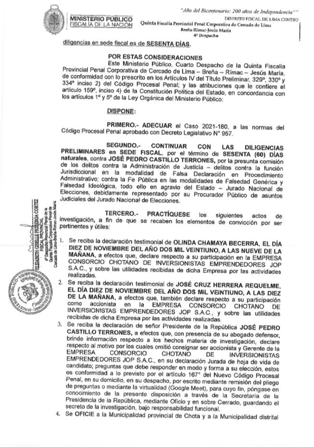 Fiscalía dispone ampliar investigación preliminar contra Pedro Castillo. Foto: Epicentro