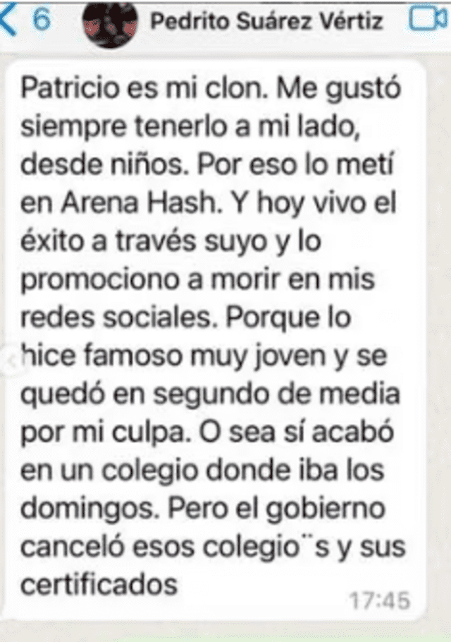  Mensaje de PSV a su hermano. Foto: captura del Instagram de Beto Ortiz.    