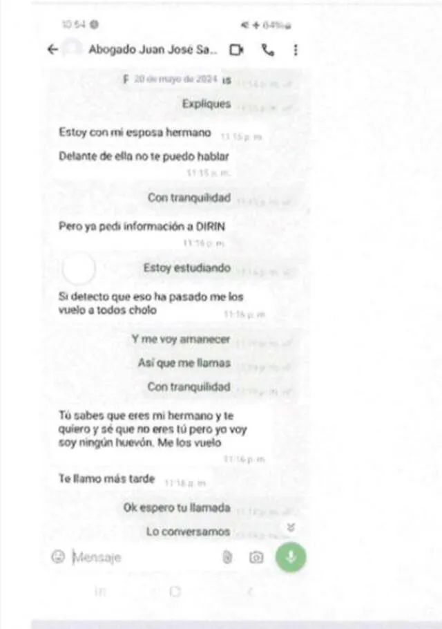 Chat revelado por Panorama. Foto: X Chat revelado por Panorama. Foto: X
