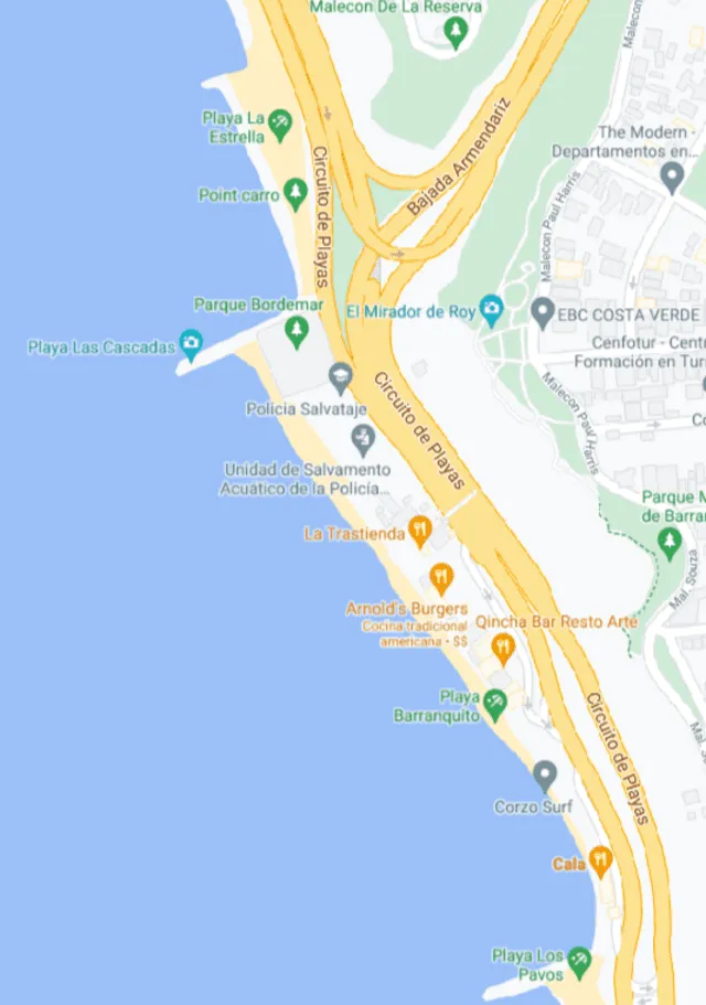 Playas de Barranco. Foto: captura Google Maps