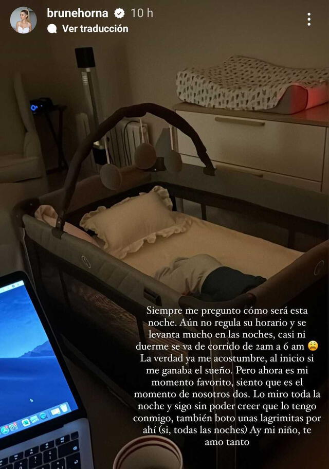  Brunella Horna da a conocer su rutina de noche cuando su bebé duerme. Foto: captura de Instagram/Brunella Horna   
