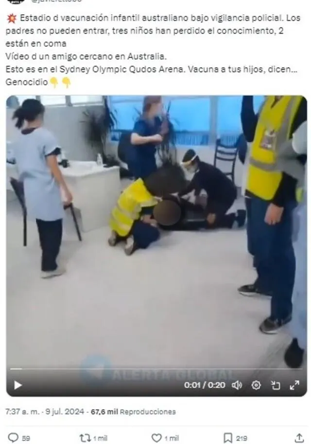  Desinformación sobre la vacunación en Australia. Foto: captura en X.&nbsp;   