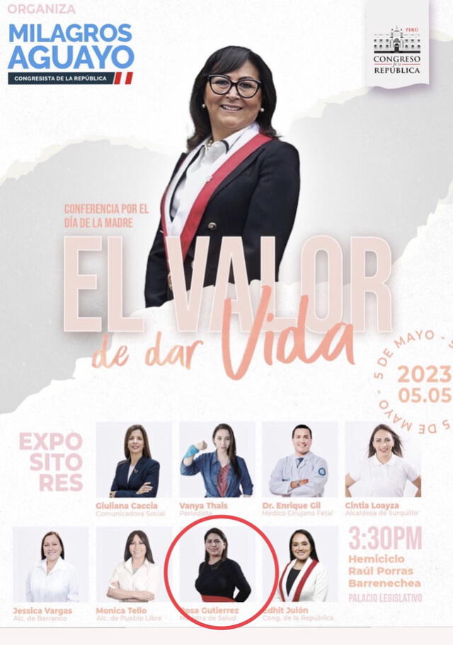 Ministra de Salud participará en un evento que organiza la congresista Milagros Aguayo 