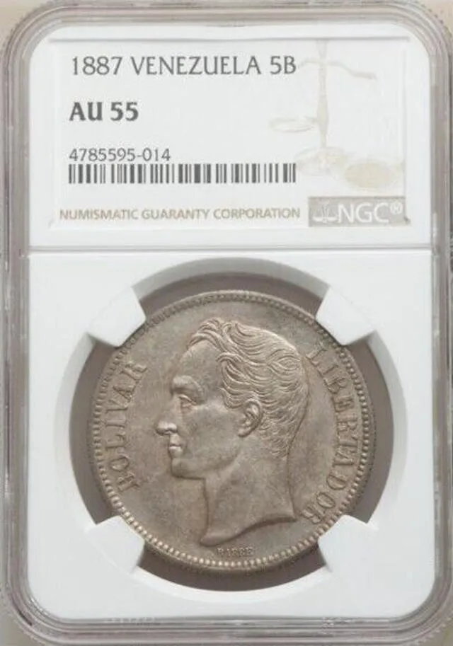 Esta es la moneda de 5 bolívares valorizada en más de S/. 11.000. Foto: ngcoins2003/eBay 