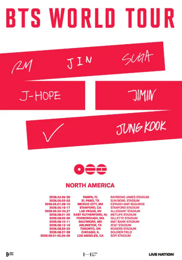  Fechas de BTS en Norteamérica 2026. Foto: Weverse   