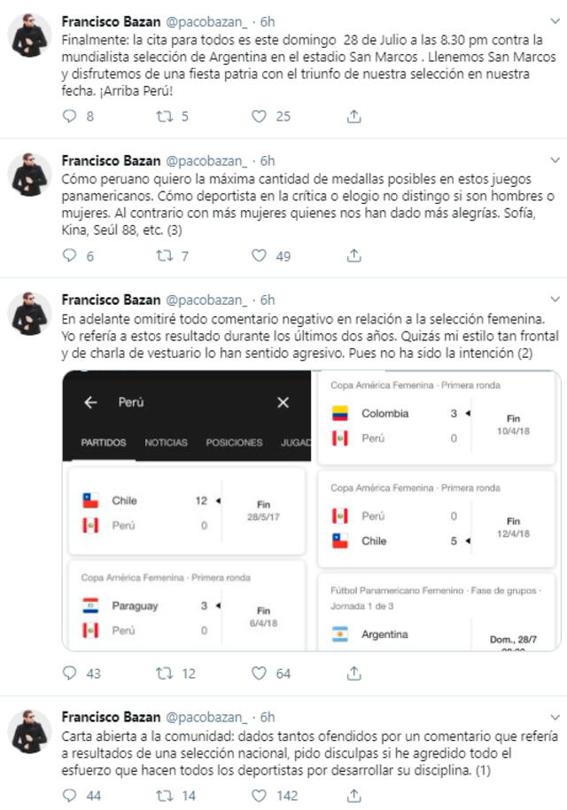 Paco Bazán se defiende en Twitter