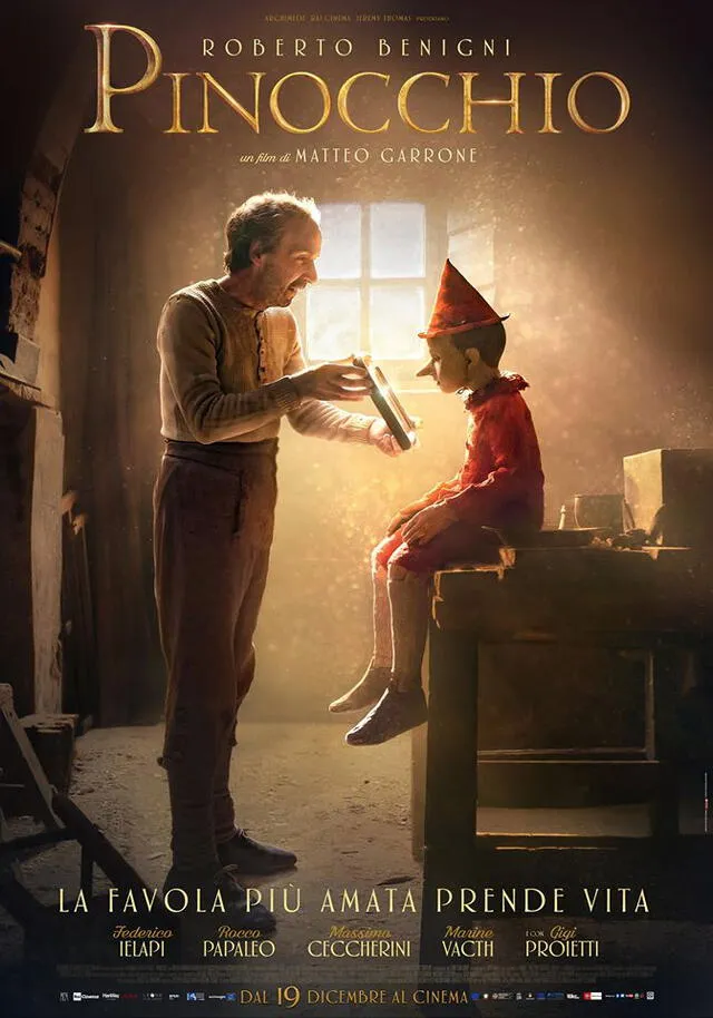Roberto Benigni en el póster oficial de Pinocchio