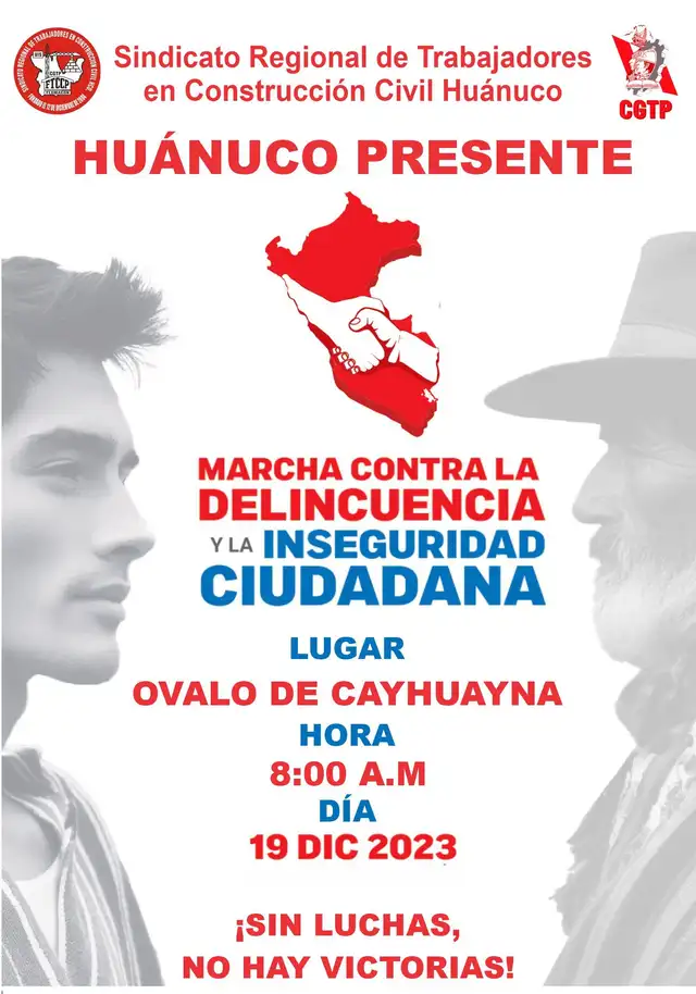 Huánuco se une a la marcha del 19 de diciembre Foto: Facebook Huánuco se une a la marcha del 19 de diciembre Foto: Facebook