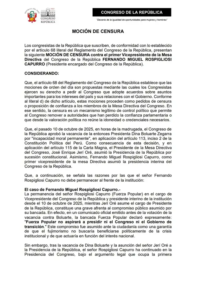 Moción de censura promovida por Ruth Luque. Sigrid Bazán/X