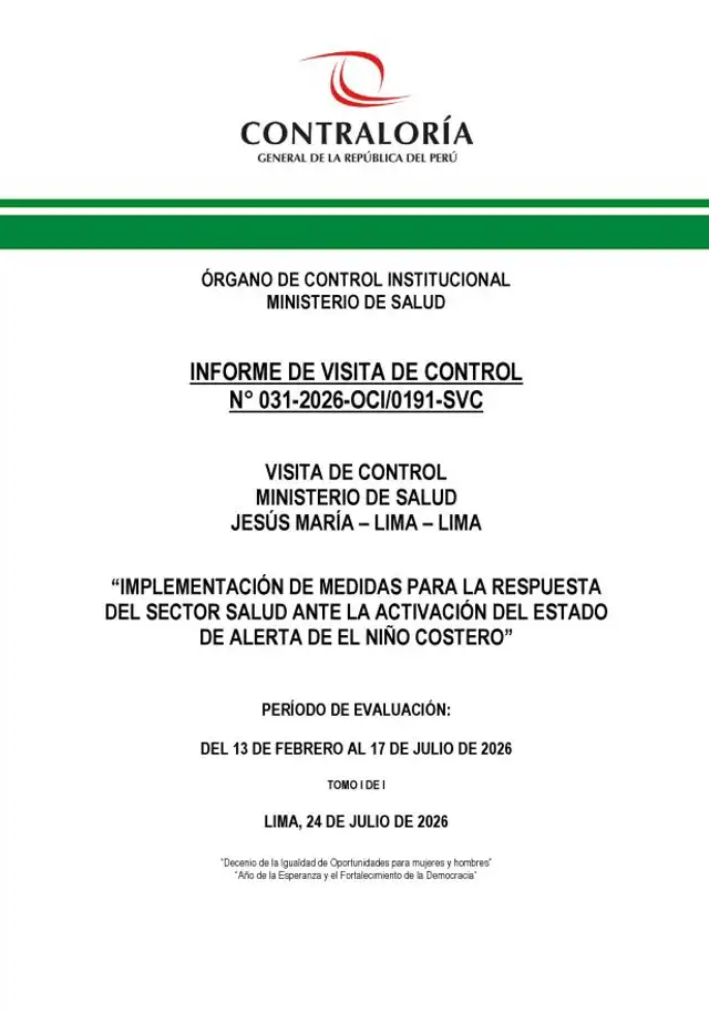 Portada del informe revelador de la Contraloría Portada del informe revelador de la Contraloría
