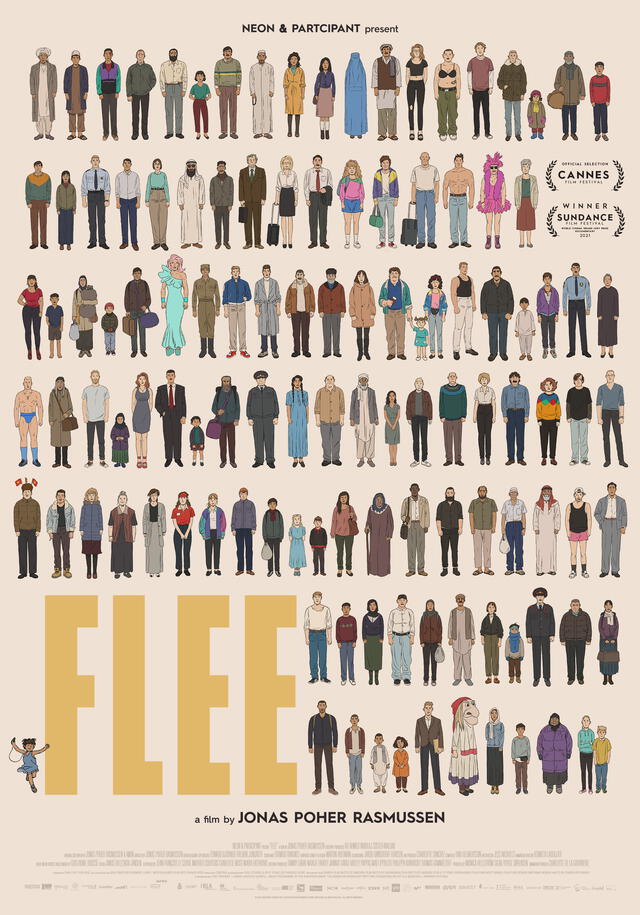 Poster oficial del documental animado Flee. Foto: Curzon Artificial Eye