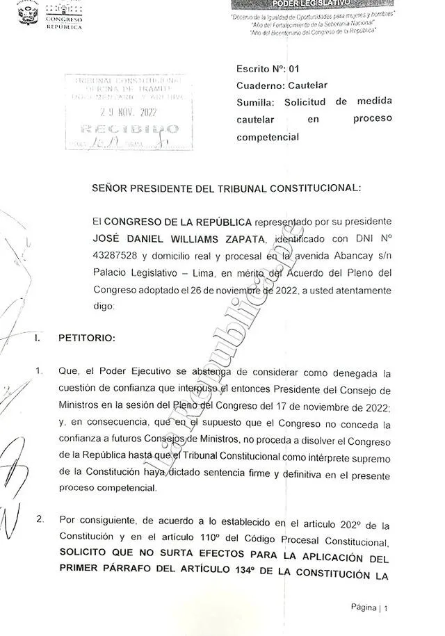 Medida cautelar y demanda competencial tramitados para evitar el cierre del Congreso.