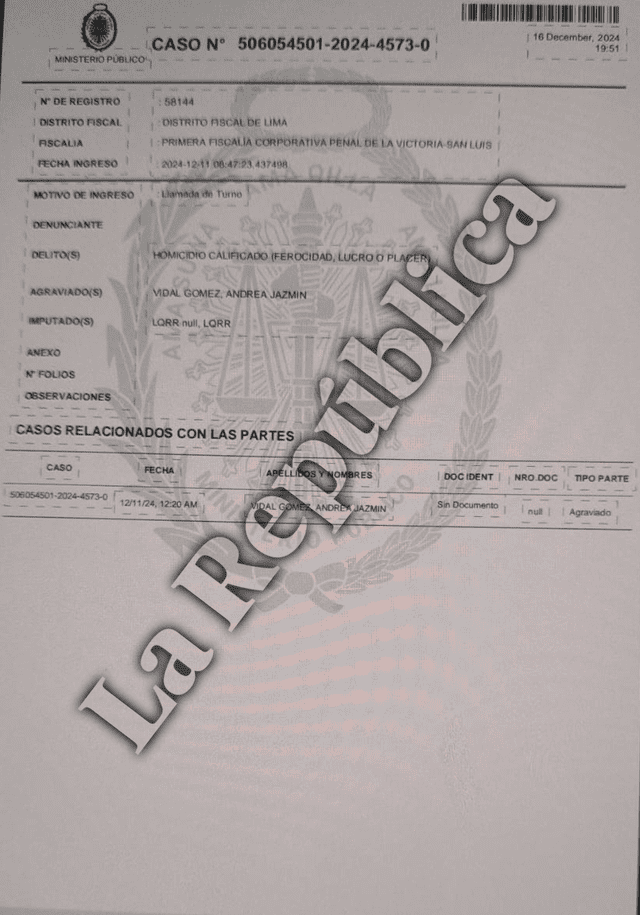 Documento de Fiscalía. Foto: LR   