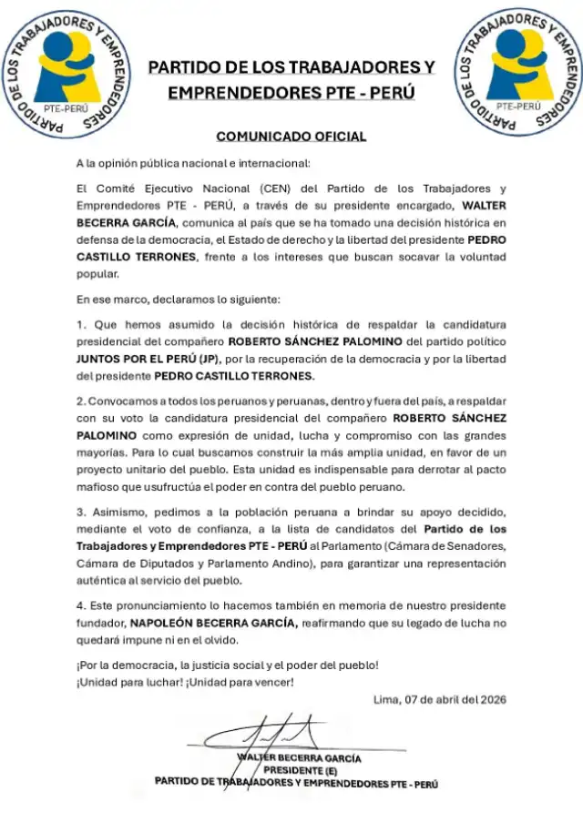Comunicado PTE.