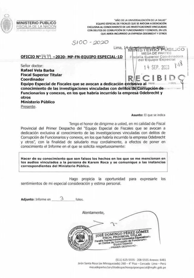 T: Control Interno investigará a Domingo Pérez por menciones de Karem Roca