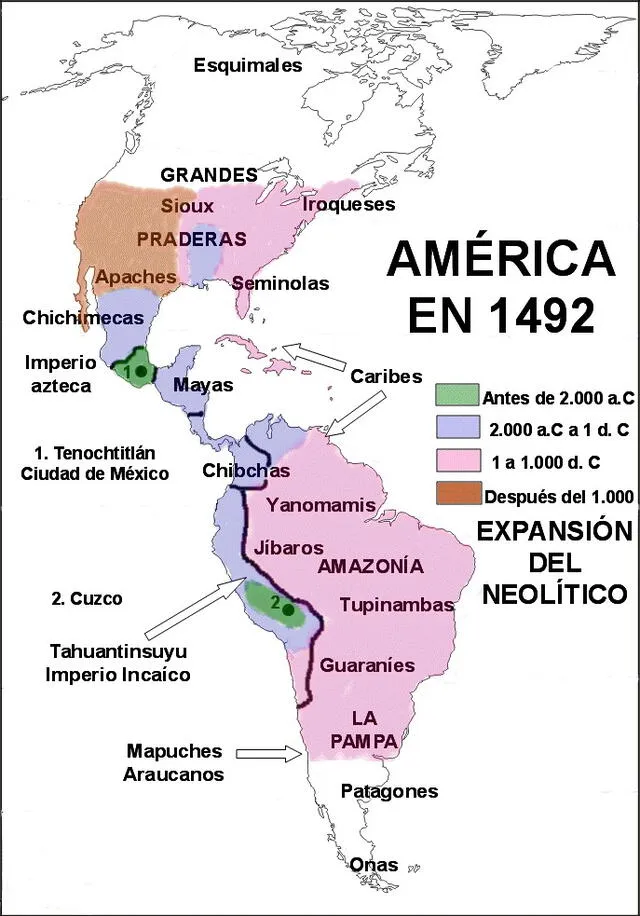  Mapa de América antes de la llegada de Cristóbal Colón. Foto: Historia y Presente<br>    