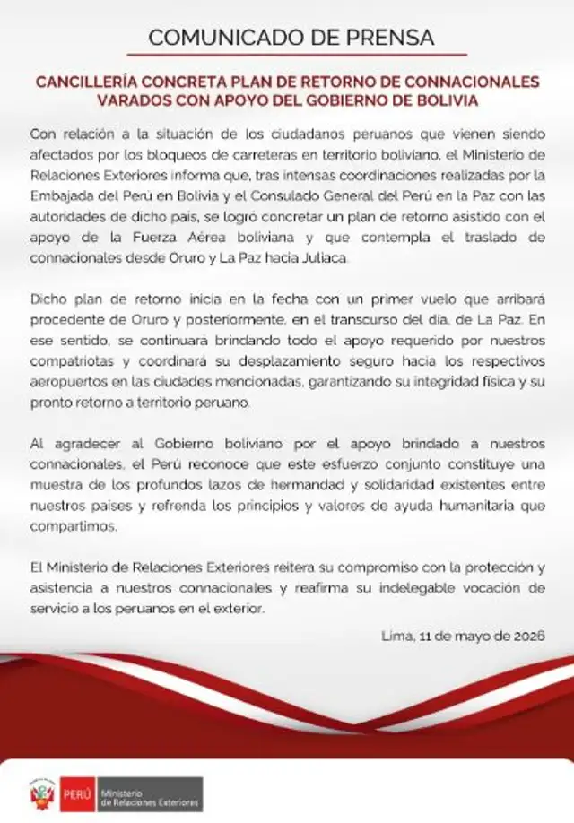 Comunicado de la Cancillería Comunicado de la Cancillería