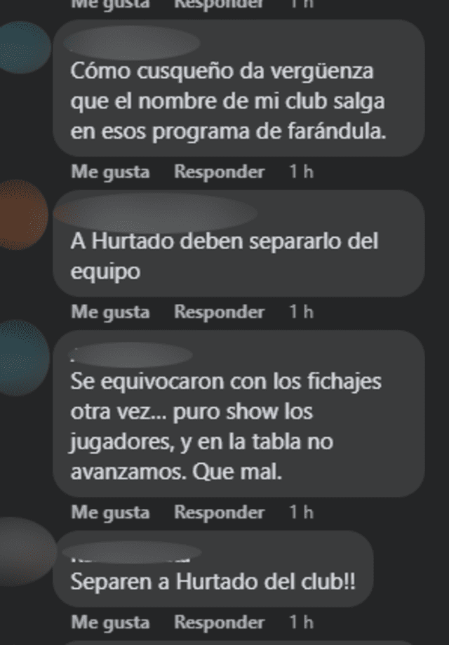  Los comentarios de los hinchas de Cienciano tras ampay de Hurtado. Foto: Cienciano/Facebook   