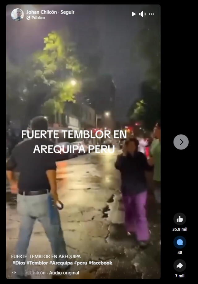 <em> Desinformación sobre el terremoto en Arequipa. Foto: captura de Facebook</em>   
